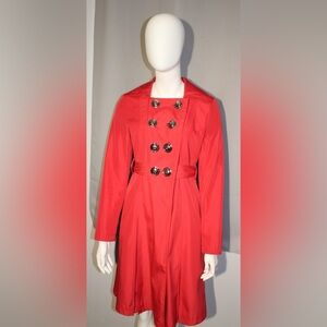 Women's S - R U Pretty Red Trench Coat Double Breasted Fitted